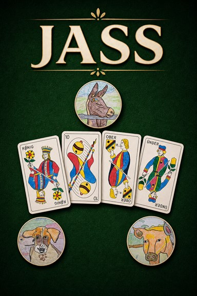 Jass für Windows mit handgemaltem Deutschschweizer Kartenblatt